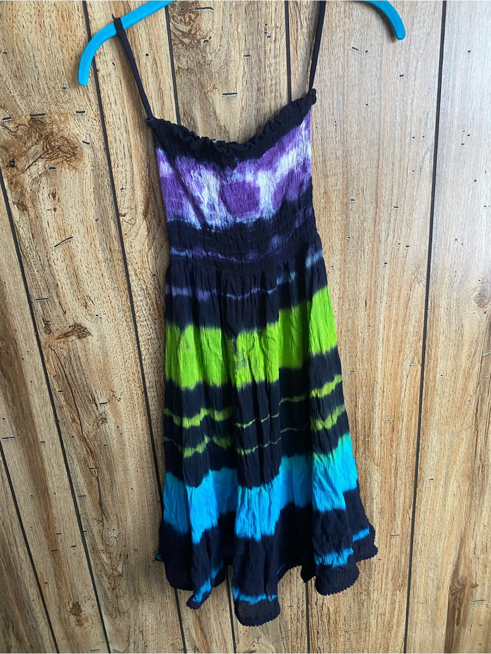 Steve Madden Smocked Bodice Tie Dye Strappy Summer Sundress Size Large